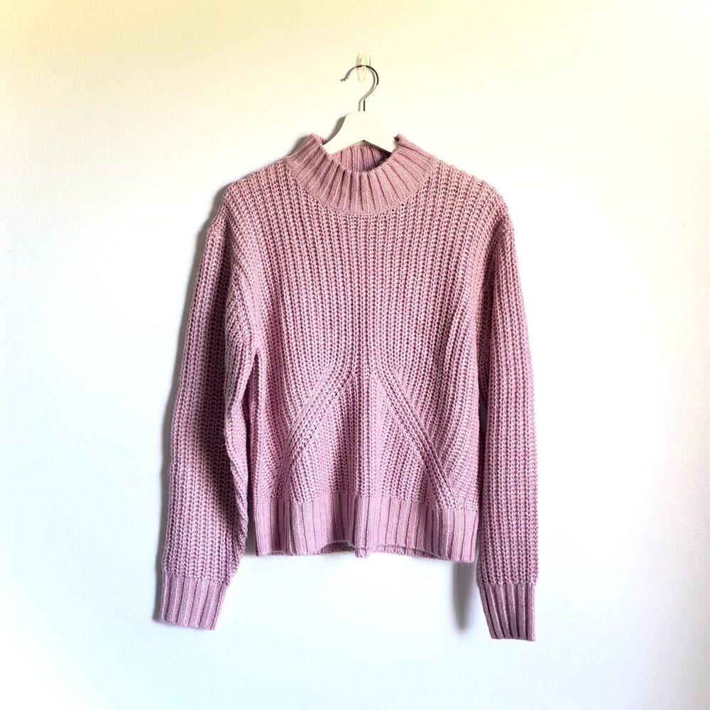 NWT Splendid Pink / Mauve Knit Mock Turtleneck Sweater Size Large